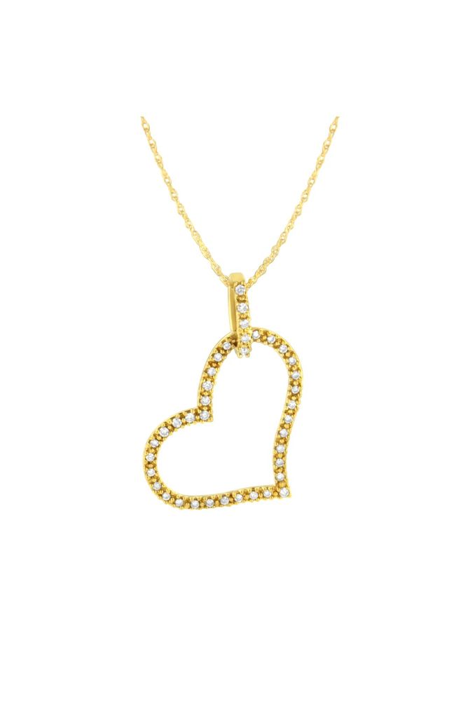 1/4 cttw Prong Set Round-Cut Diamond Open Heart Necklace